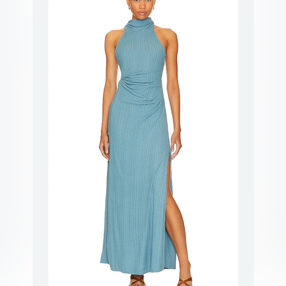 Free people Athena ribbed turtleneck tucked gather Revolve maxi dress medium